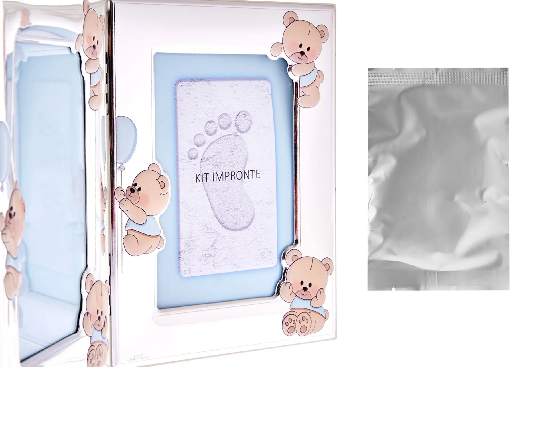 Cornice orsetti celesti argento pvd con kit per le impronte Selezione zanolli