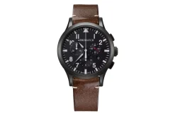 Cronografo acciaio con cinturino in pelle Aerowatch