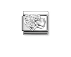 Cuore bombato composable acciaio argento e zirconi Nomination