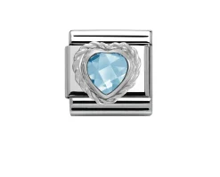 Cuore celeste composable acciaio argento e zirconi Nomination