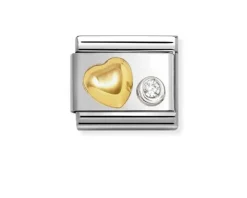Cuore composable acciaio oro e zircone Nomination
