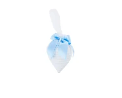 Cuoricino portaconfetti taffetà rigato con fiocco raso azzurro Selezione zanolli