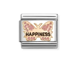 Farfalla rosa happiness composable acciaio e oro rosa Nomination