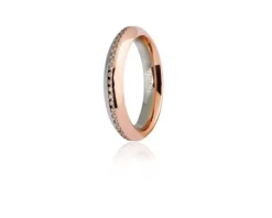 Fede eterna oro 750‰ oro bianco e oro rosa con diamanti ct. 0,18 Unoaerre