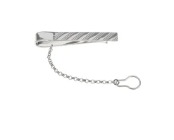 Fermacravatta argento con tripla riga Selezione zanolli
