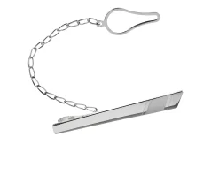 Fermacravatta obliquo argento con fascia satinata Selezione zanolli