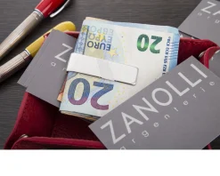 Fermasoldi argento con fascia obliqua satinata Selezione zanolli