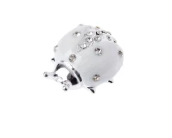 Figurina coccinella bianca con cristalli con cristalli Selezione zanolli