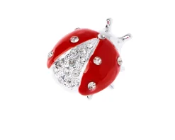Figurina coccinella rossa con cristalli con cristalli Selezione zanolli