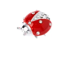 Figurina coccinella rossa con cristalli con cristalli Selezione zanolli