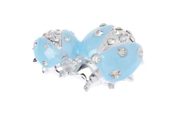 Figurina coppia di coccinelle azzurre con cristalli con cristalli Selezione zanolli