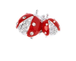 Figurina coppia di coccinelle rosse con cristalli con cristalli Selezione zanolli