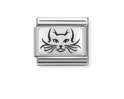 Gatto composable acciaio e argento Nomination