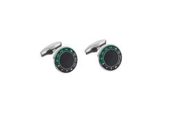 Gemelli argento con ghiera verde e nera Selezione zanolli