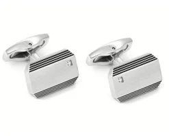 Gemelli rettangolari strong diamond acciaio con diamante naturale Nomination