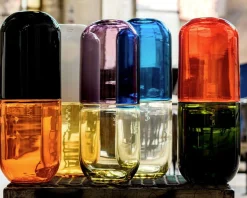 Happy pills ossicitina vetro di murano lattimo e giallo ambra Venini