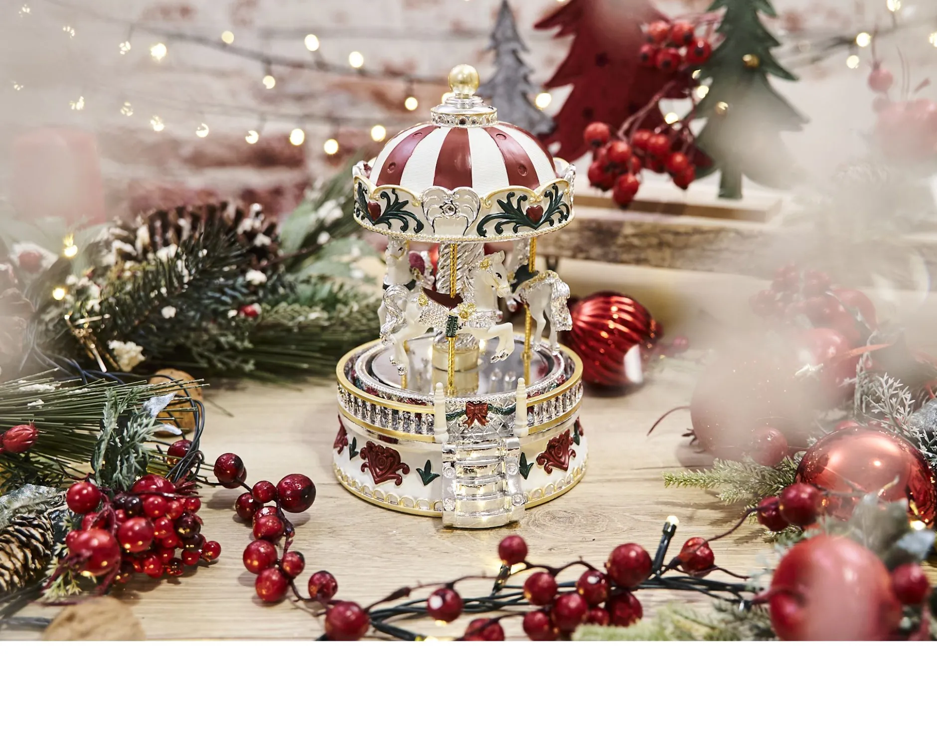 Idea regalo natale carillon giostra di cavalli rosso Selezione zanolli