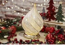 Idea regalo natale lume goccia di natale con decoro oro e luce led Selezione zanolli