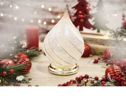 Idea regalo natale lume goccia di natale con decoro oro e luce led Selezione zanolli