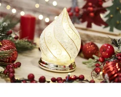 Idea regalo natale lume goccia di natale con decoro oro e luce led Selezione zanolli