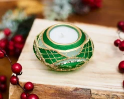 Idea regalo natale portacandela led con t-light verde Selezione zanolli