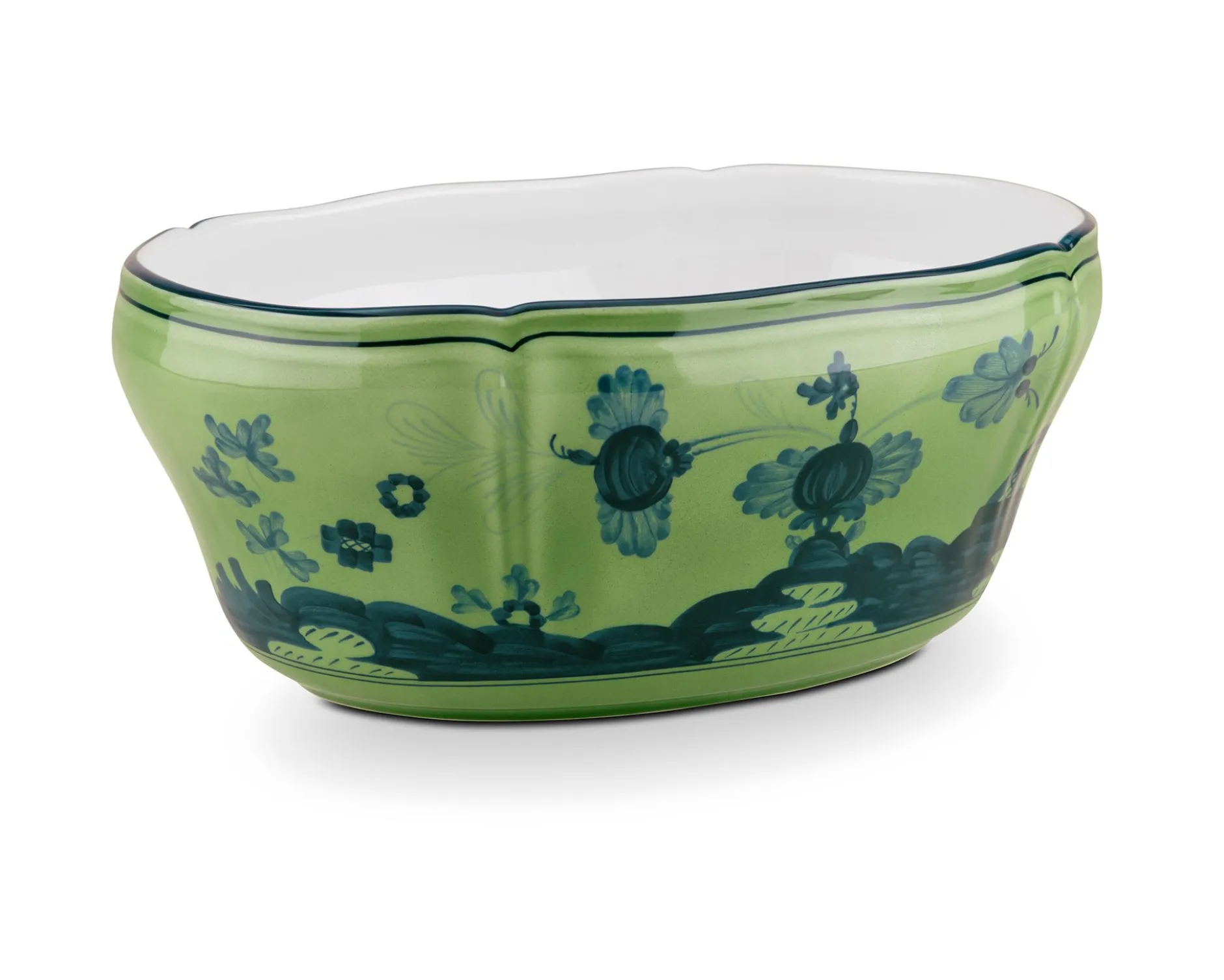 Insalatiera ovale oriente italiano malachite porcellana Richard ginori
