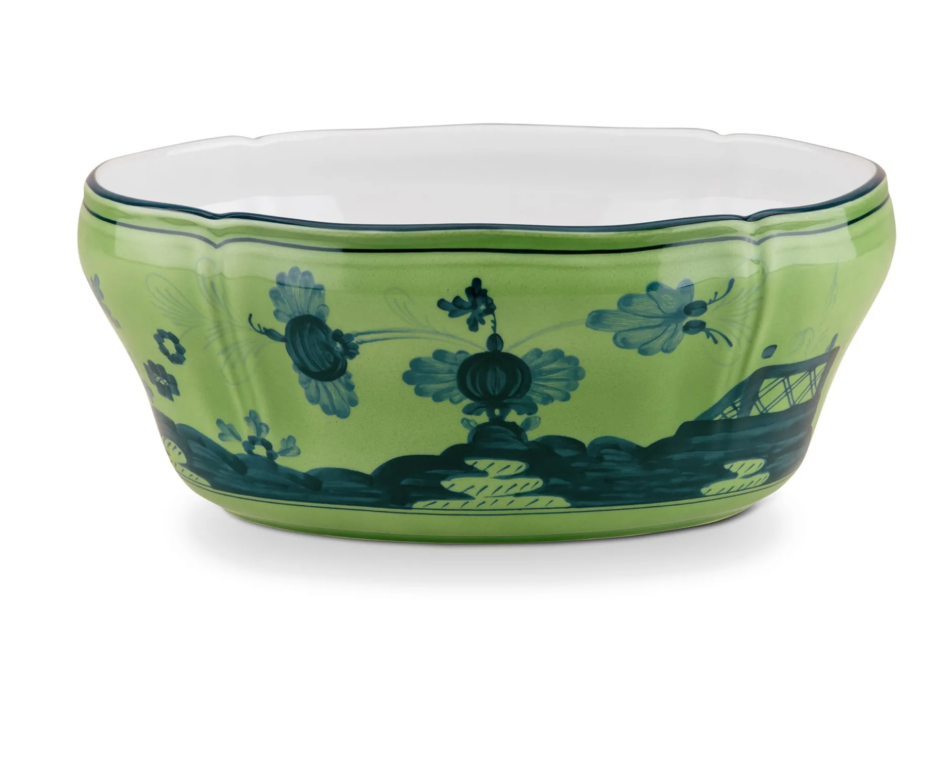 Insalatiera ovale oriente italiano malachite porcellana Richard ginori