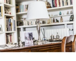 Lampada argento con paralume bianco grande Selezione zanolli