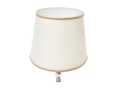 Lampada argento con stelo lavorato e paralume bianco Selezione zanolli