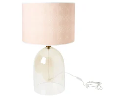 Lampada da tavolo in vetro ambra con paralume cilindrico grande L'oca nera