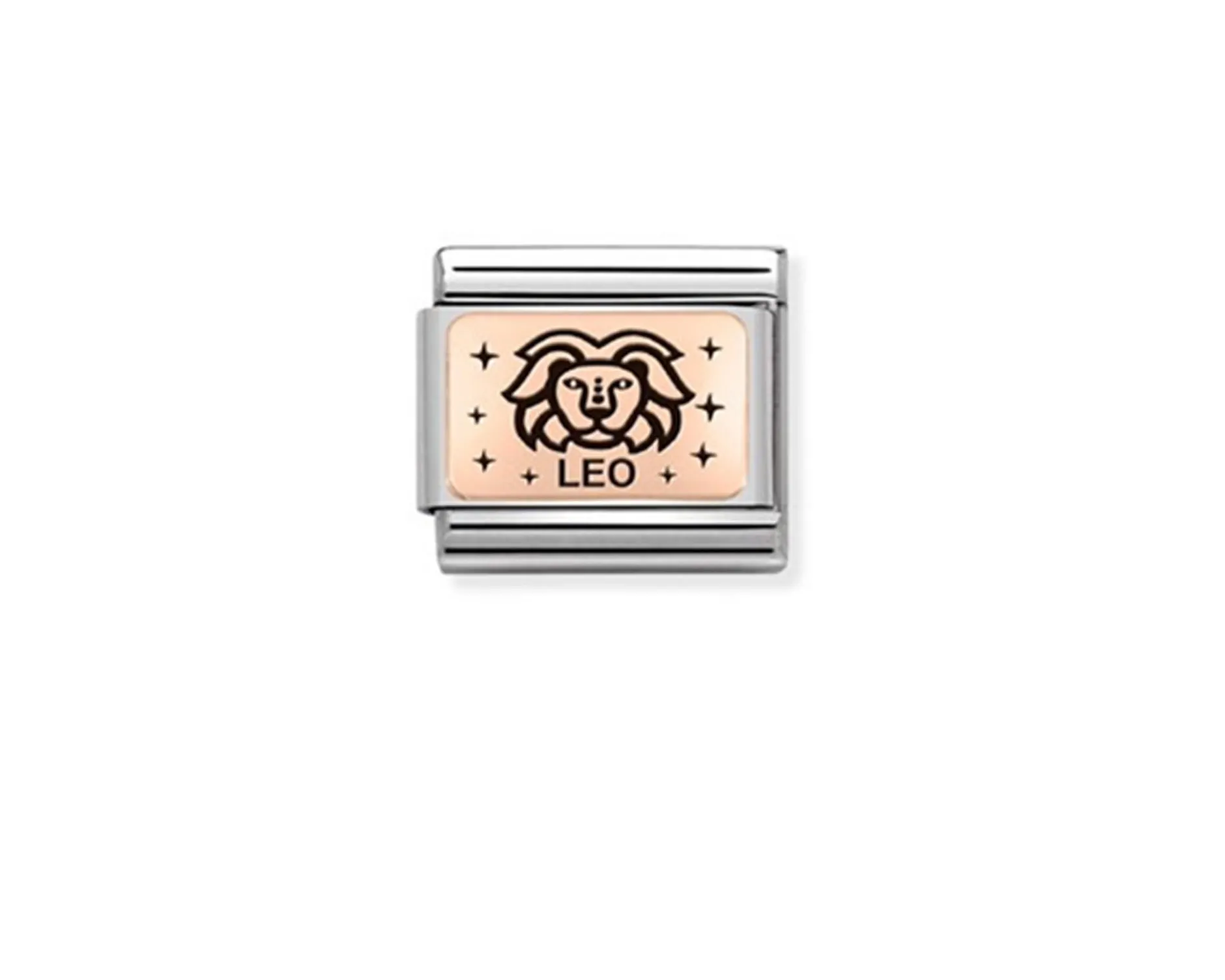 Leone composable acciaio oro rosa 375 e smalto nero Nomination