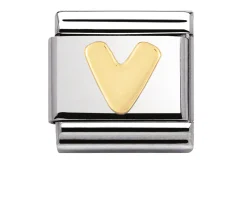 Lettera v composable acciaio e oro Nomination