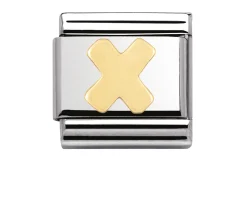 Lettera x composable acciaio e oro Nomination