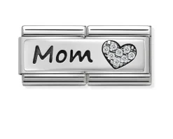 Mom composable acciaio argento e zirconi Nomination