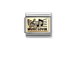 Music lover composable acciaio oro e smalto Nomination