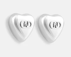 Orecchini acciaio cuore con logo Liu jo