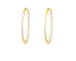Orecchini a cerchio luce argento con finitura dorata e cubic zirconia Sovrani