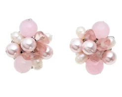 Orecchini a clip con agata, perle e quarzo rosa Ottaviani