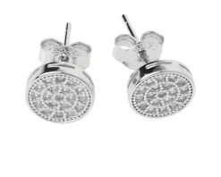 Orecchini a lobo bottone argento con zirconi Selezione zanolli