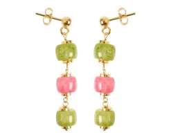 Orecchini argento dorato con agata e giada rosa/verde Selezione zanolli