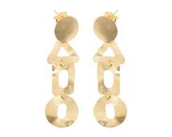 Orecchini argento dorato con forme geometriche satinate Selezione zanolli