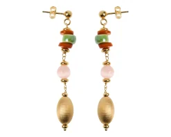 Orecchini argento dorato con madreperla, ceramica e selenite Selezione zanolli