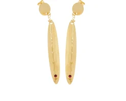 Orecchini argento dorato con zircone rosso Selezione zanolli