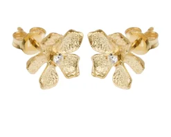 Orecchini argento dorato fiore e zircone bianco Selezione zanolli