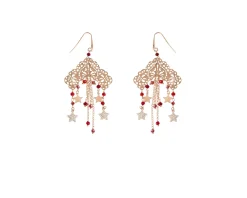Orecchini argento pizzo con cristalli rossi, stelle con zirconi rossi Selezione zanolli