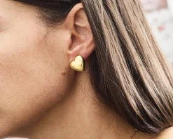 Orecchini cuore ottone finitura oro Sovrani
