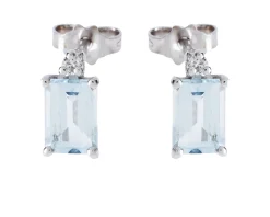 Orecchini oro 750‰ con acquamarina ottagonale e diamanti Selezione zanolli