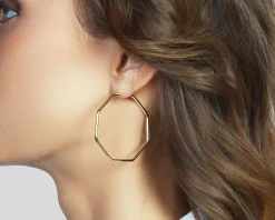 Orecchini ottagonali line in bronzo dorato Unoaerre