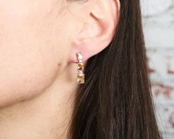Orecchini pendenti argento con cubic zirconia e zirconi ambra Sovrani