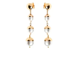 Orecchini pendenti fashion mood ottone finitura dorata con perle Sovrani